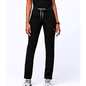 Figs Women's High Waisted Yola Skinny Scrub Pants Black Size XXL Petite EUC